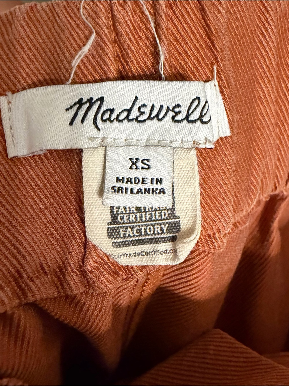 Madewell Pants Womens Extra Small XS Rust Brown Elastic Waist Straight Leg - Picture 3 of 4